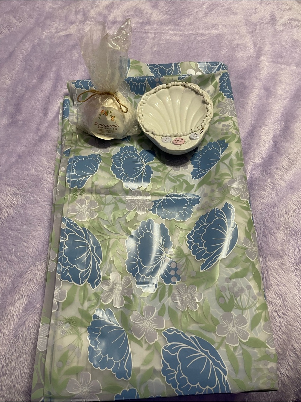 Vinyl Shower Curtain& Soap Dish and New Soap!